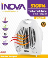 İnova STORM Elektrikli Turbo Fanlı Isıtıcı 2000 Watt Devrilme Emn + Çift Tuşlu