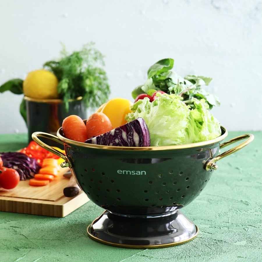 Emsan Troy Emaye 22 cm Süzgeç Siyah