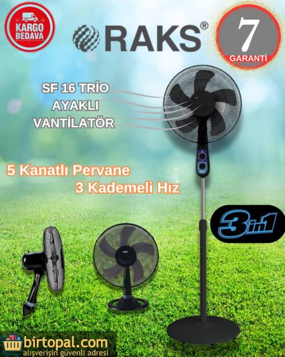 RAKS 3 Ü BİR ARADA VANTİLATÖR