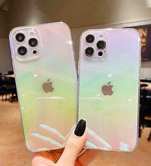 İphone 12 Pro Parlak Rainbow Holografik Kamera Korumalı Sert Kılıf
