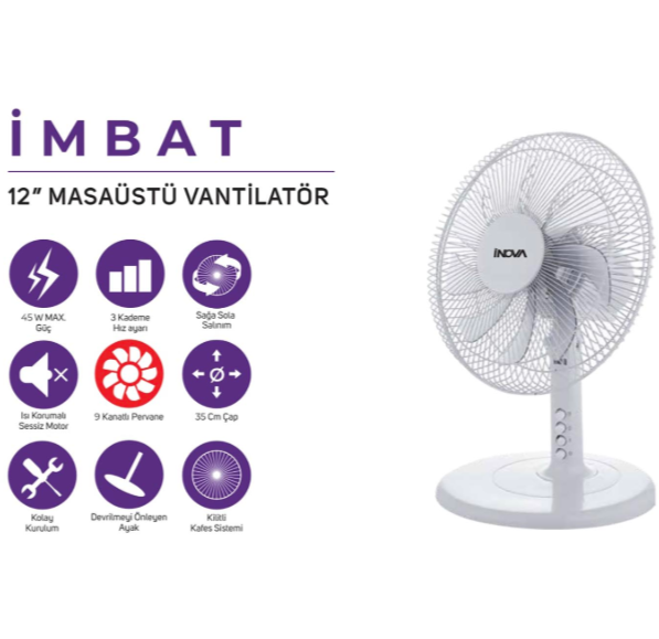 İnova İmbat 12 Masaüstü Vantilatör