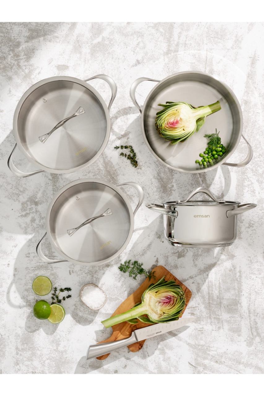 Emsan Yakamoz 8 Parça Paslanmaz Çelik Tencere Seti