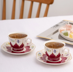 Emsan Kır Çiçekleri 2 Kişilik Kahve Fincan Takımı Bordo 80 ml