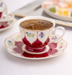 Emsan Kır Çiçekleri 2 Kişilik Kahve Fincan Takımı Bordo 80 ml