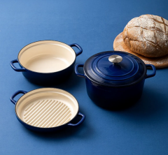 Emsan Fortino Cast Döküm Tencere Seti Lacivert 4 Parça 22 cm