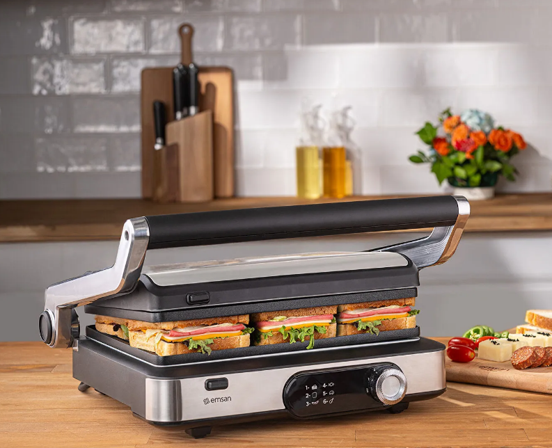 Emsan Grillmaster İnox Döküm Izgara ve Tost Makinesi 6 Dilim Kapasiteli