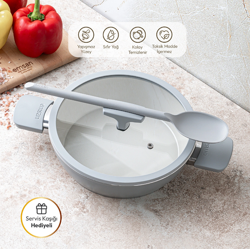 Emsan Swiss Cyrstal RS Karnıyarık Tenceresi Gri 24 cm