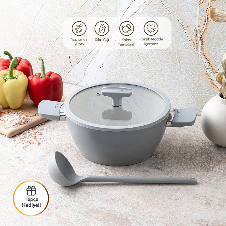 Emsan Swiss Cyrstal RS Derin Tencere Gri 20 cm