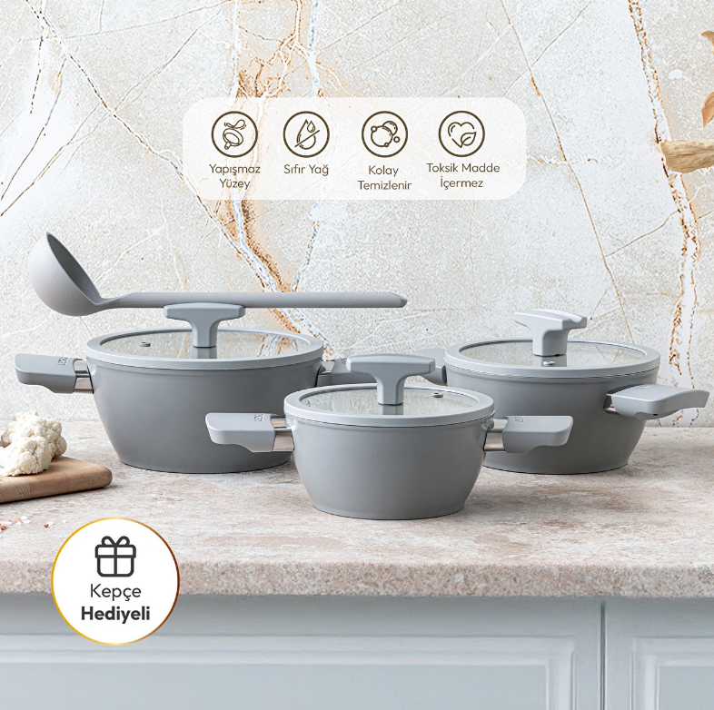 Emsan Swiss Crystal RS 6 Parça Midi Tencere Seti