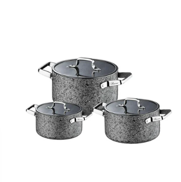 BRİONİ Stone-Age 6 Parça Çizilmez Yanmaz Yapışmaz İndüksiyonlu Midi Tencere Seti 16 cm,18 cm, 20 cm