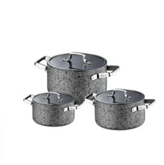 BRİONİ Stone-Age 6 Parça Çizilmez Yanmaz Yapışmaz İndüksiyonlu Midi Tencere Seti 16 cm,18 cm, 20 cm