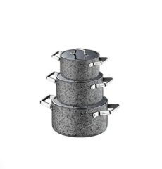 BRİONİ Stone-Age 6 Parça Çizilmez Yanmaz Yapışmaz İndüksiyonlu Midi Tencere Seti 16 cm,18 cm, 20 cm