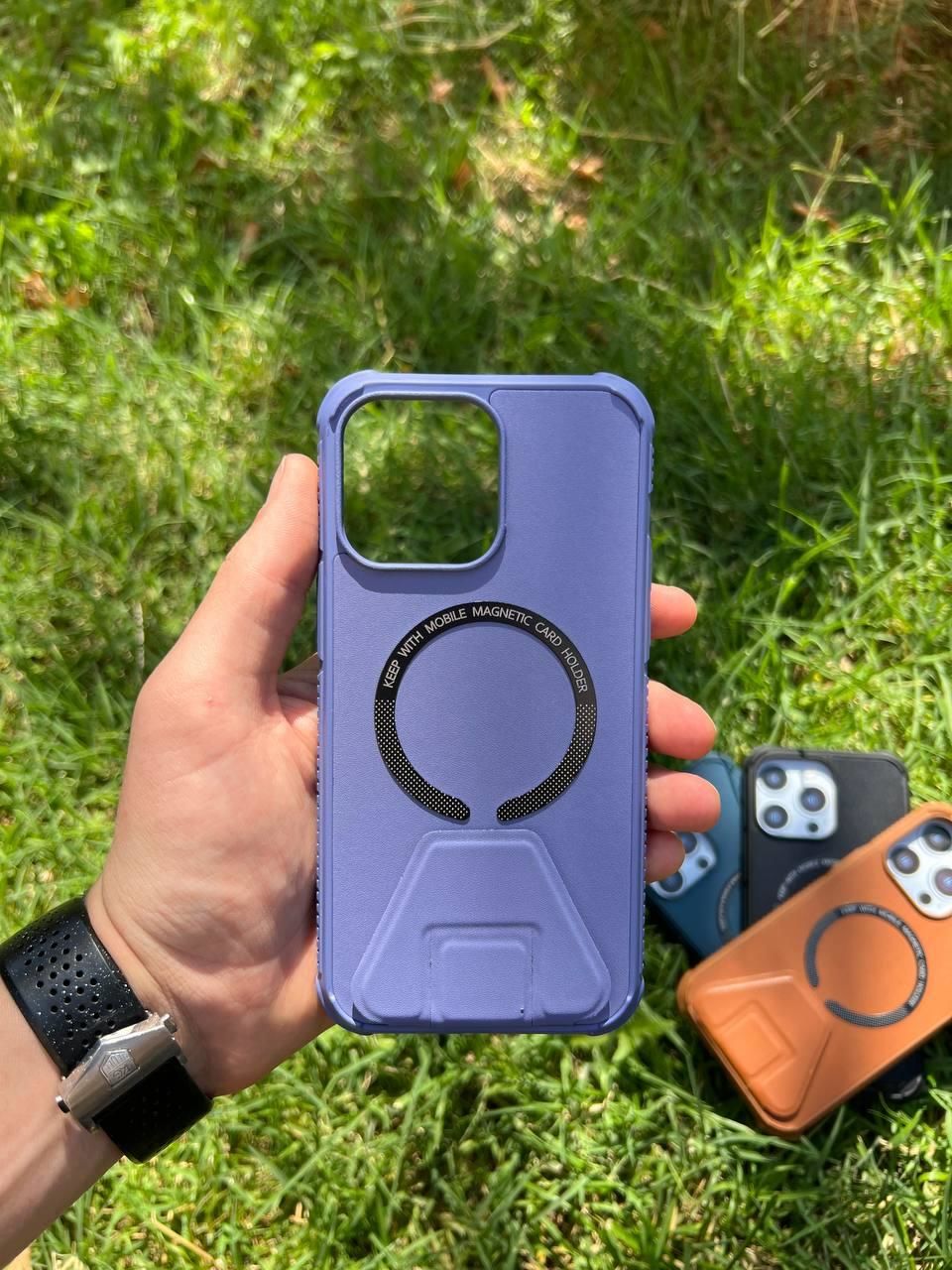 İphone 14 Pro Magsafe Leather Stantlı Telefon Kılıfı