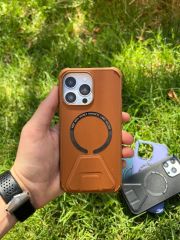 İphone 14 Pro Magsafe Leather Stantlı Telefon Kılıfı