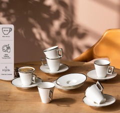 Emsan Zen 6'lı Kahve Fincan Takımı Platin 80 ml