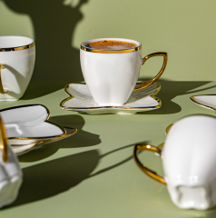 Emsan Kardelen 6'lı Kahve Fincan Takımı Gold 90 ml