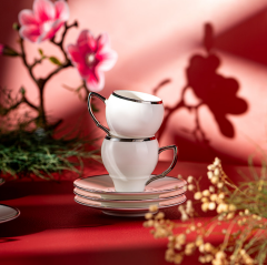 Emsan Florea 6'lı Kahve Fincan Takımı Platin 90 ml