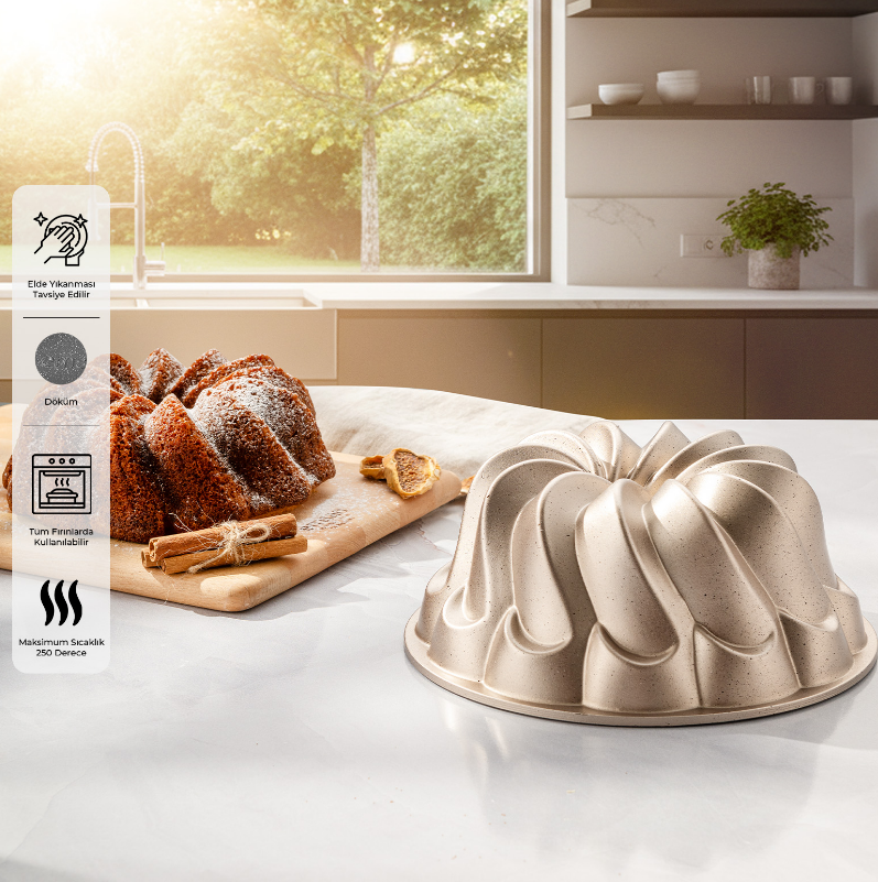 Emsan Golden Flora Döküm Kek Kalıbı 25 cm