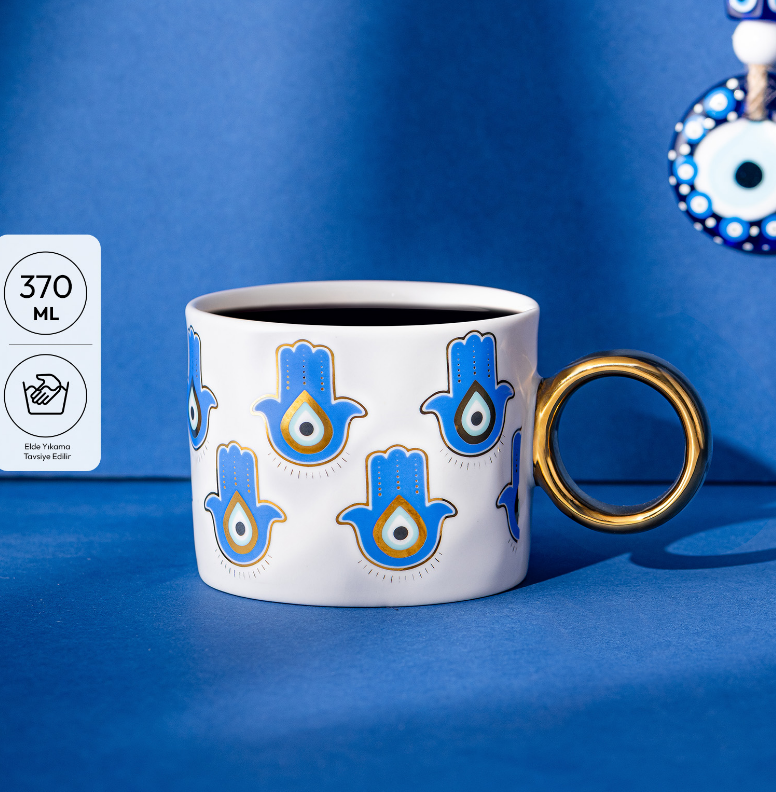 Emsan Mavi Boncuk Kupa 370 ml