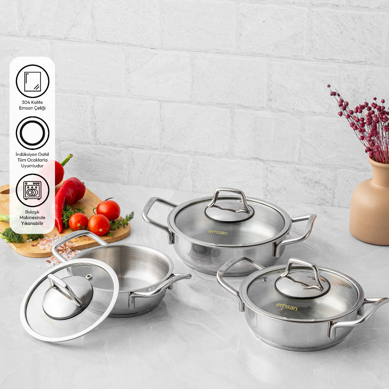 Emsan Demre 6 Parça Çelik Sahan Set