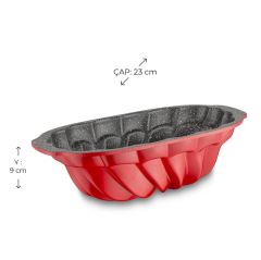 Emsan Flora Baton Döküm Kek Kalıbı Kırmızı 23 cm