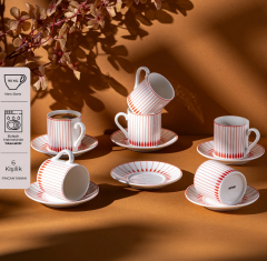 Emsan Belmond New Bone 6 Kişilik Kahve Fincan Takımı 90 ml Turuncu
