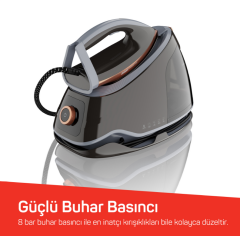 Arzum AR6048 SteamArt Plus Buhar Kazanlı Ütü 3000W, 700 g/dk Şok Buhar Gücü, 1.5 L Su Tankı, Gri
