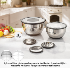 Emsan Cemre 8 Parça Rendeli Karıştırma ve Saklama Kabı