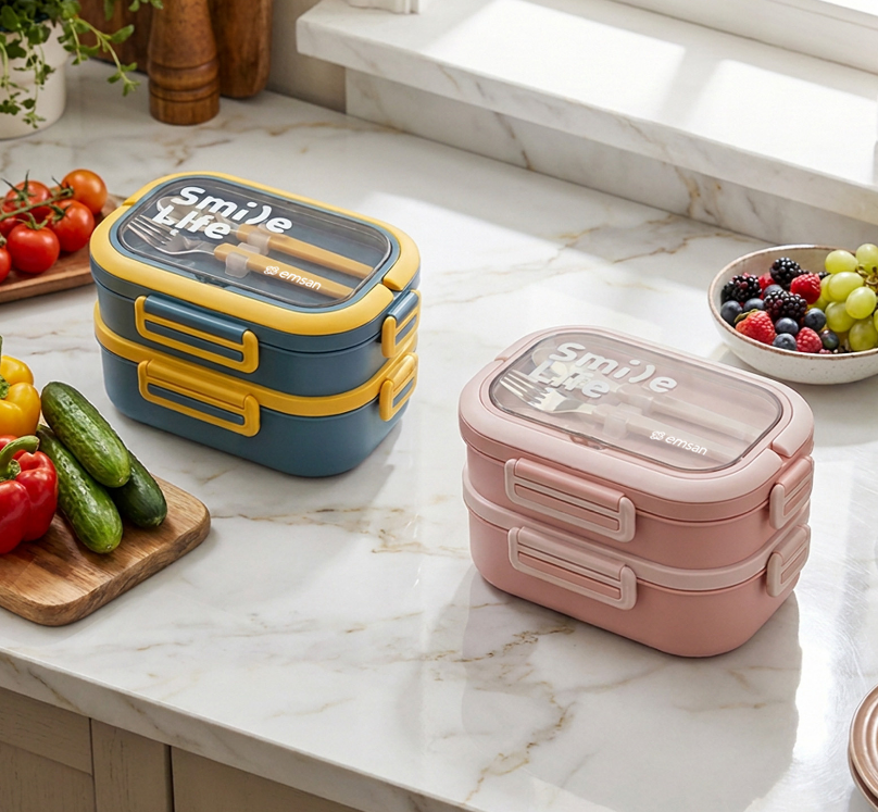 Emsan Smile Life Çift Katlı Lunch Box Pembe