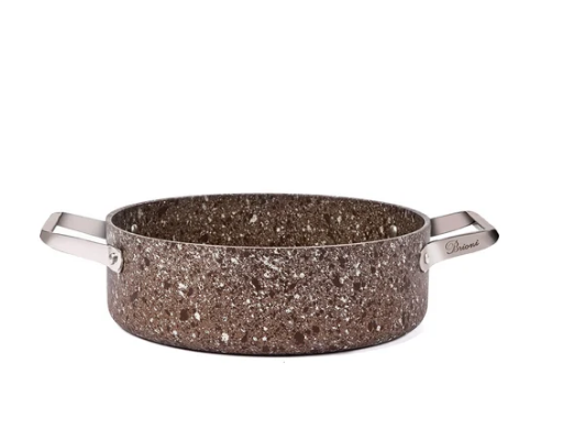 BRİONİ Stone-Age Terra 24 cm Çizilmez Yanmaz Yapışmaz İndüksiyonlu Basık Tencere
