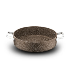 BRİONİ Stone-Age Terra 30 cm Çizilmez Yanmaz Yapışmaz İndüksiyonlu Basık Tencere