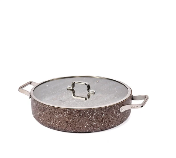 BRİONİ Stone-Age Terra 32 cm Çizilmez Yanmaz Yapışmaz İndüksiyonlu Basık Tencere
