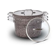 Brioni Stone-Age Flex Stone Terra 22 cm 5 Parça Yanmaz Yapışmaz Çizilmez İndüksiyonlu Tencere Seti