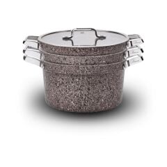 Brioni Stone-Age Flex Stone Terra 22 cm 5 Parça Yanmaz Yapışmaz Çizilmez İndüksiyonlu Tencere Seti