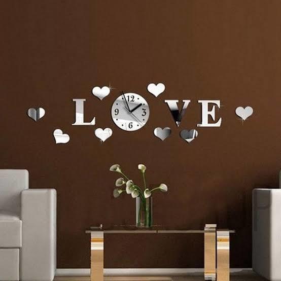 Modern Nesil DIY 3D Dekoratif Büyük Boy Sticker Duvar Saati-Gümüş