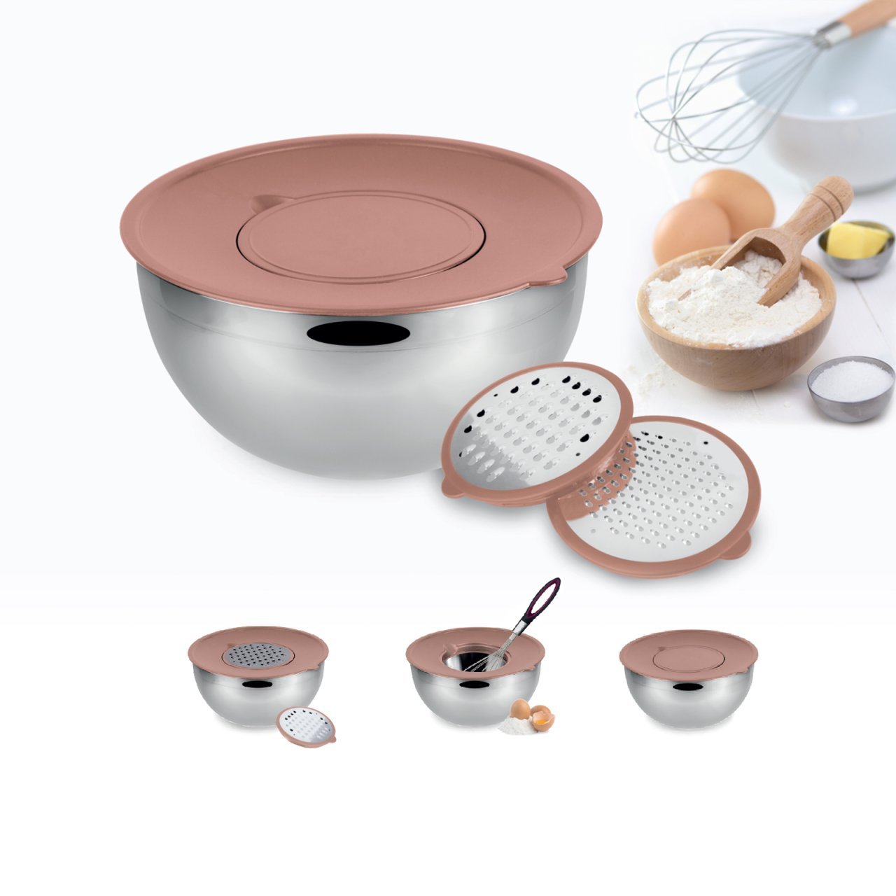 Emsan Demre 3in1 Çok Amaçlı Saklama Kabı Golden Pink