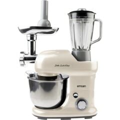 EMSAN Bella Gusto Maxi Krem Stand Mikser Mutfak Şefi 1300W 5 Lt (Kıyma Çekme /Sucuk-Sosis/İçli Köfte Aparatlı/Smooth Hazneli)