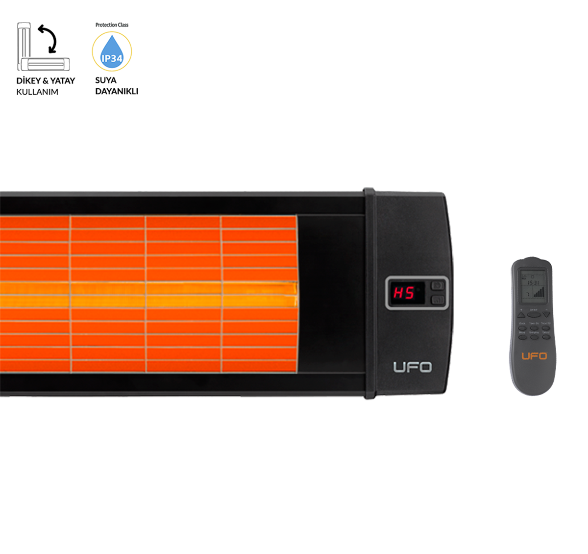 UFO Black Line 2400 W Uzaktan Kumandalı - Dikey ve Yatay Isıtıcı