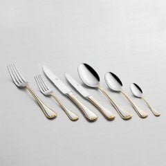 MONACO ALTIN SATEN 84 PARÇA DERİ KUTULU ÇATAL KAŞIK BIÇAK TAKIMI