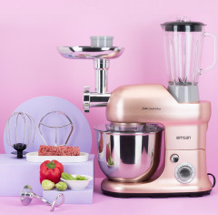 Emsan Bella Gusto Maxi Golden Pink Stand Mikser Mutfak Şefi 1300W 5 Lt (Kıyma Çekme /Sucuk-Sosis/İçli Köfte Aparatlı/Smooth Hazneli)