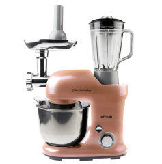 Emsan Bella Gusto Maxi Golden Pink Stand Mikser Mutfak Şefi 1300W 5 Lt (Kıyma Çekme /Sucuk-Sosis/İçli Köfte Aparatlı/Smooth Hazneli)