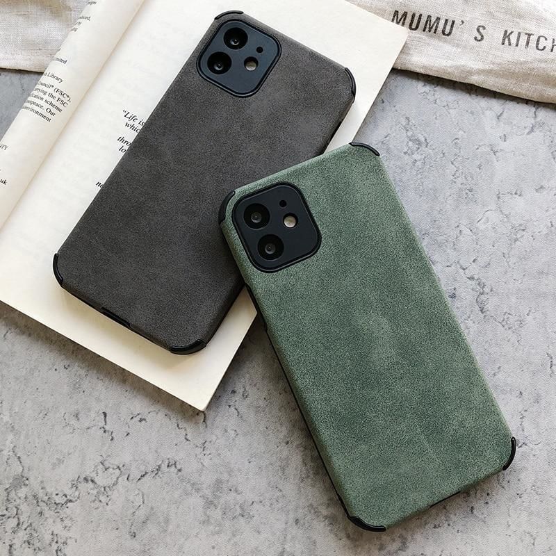 İphone 13 Pro Köşe Korumalı Antik Deri Telefon Kılıfı