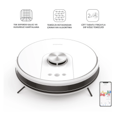 Homend Alex Laser Pro 1286H Moplu ve Haritalamalı Akıllı Robot Süpürge Beyaz Silver