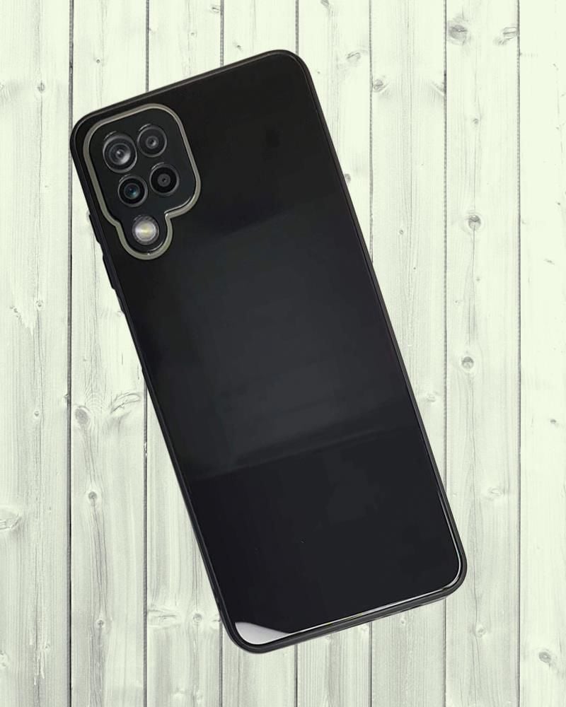 Samsung Galaxy A12 Parlak Cam Kamera Korumalı Telefon Kılıfı
