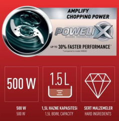 TEFAL MasterChop Powelix Maxi 4 Bıçaklı Beyaz Rondo ve Doğrayıcı
