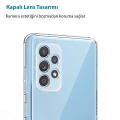 Samsung Galaxy A53 Kamera Korumalı Şeffaf Tıpalı Silikon Kılıf