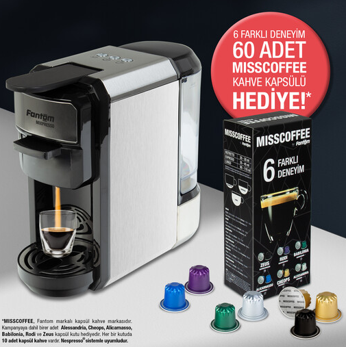 FANTOM MIXPRESSO KS 1450 MISSCOFFEE HEDİYELİ KAHVE MAKİNESİ