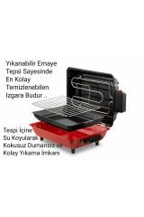 İnova Yeni Camlı Model Elektrikli Izgara Barbekü Mangal Kebapçı Balıkçı Emaye Gövdeli Tepsili İB 320021