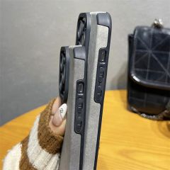 İphone 15 İle Uyumlu Premium Suni Suet Kamera Korumalı Kılıf