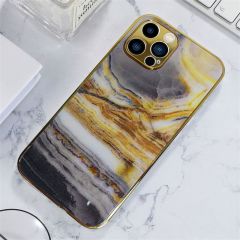 İphone 12 Pro Max Marble Parlak Mermer Desenli Cam Telefon Kılıfı
